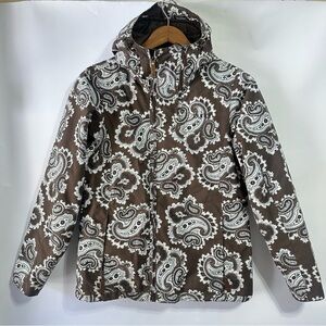 Burton women’s brown blue paisley ski snowboarding jacket winter S